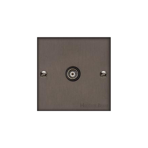 Bauhaus Range Matt Bronze Switches & Sockets, BH9 - 1 Gang Non-Isolated TV Coaxial Socket by Heritage Brass By M-Marcus