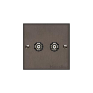 Bauhaus Range Matt Bronze Switches & Sockets, BH9 - 2 Gang TV Coaxial Socket by Heritage Brass By M-Marcus