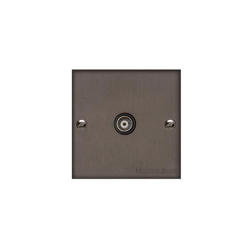 Bauhaus Range Matt Bronze Switches & Sockets, BH9 - 1 Gang Isolated TV Coaxial Socket by Heritage Brass By M-Marcus