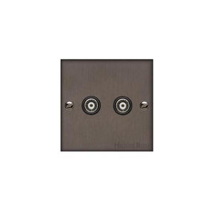 Bauhaus Range Matt Bronze Switches & Sockets, BH9 - TV/FM Diplexed Socket by Heritage Brass By M-Marcus