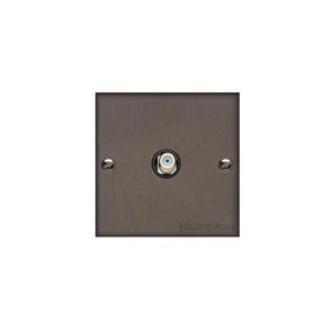 Bauhaus Range Matt Bronze Switches & Sockets, BH9 - 1 Gang Satellite Socket by Heritage Brass By M-Marcus