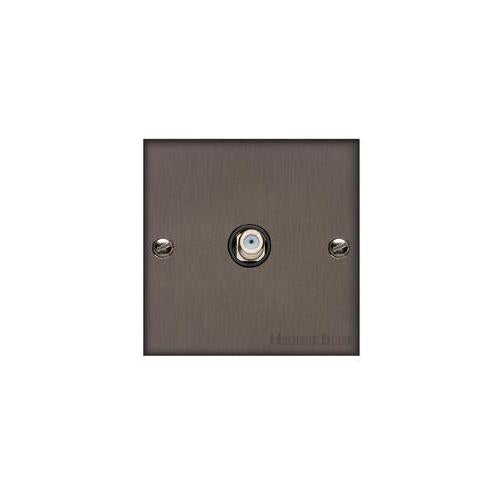 Bauhaus Range Matt Bronze Switches & Sockets, BH9 - 1 Gang Satellite Socket by Heritage Brass By M-Marcus