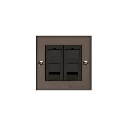 Bauhaus Range Matt Bronze Switches & Sockets, BH9 - 2 Gang Secondary Line Socket by Heritage Brass By M-Marcus