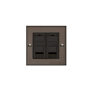 Bauhaus Range Matt Bronze Switches & Sockets, BH9 - 2 Gang CAT6 by Heritage Brass By M-Marcus