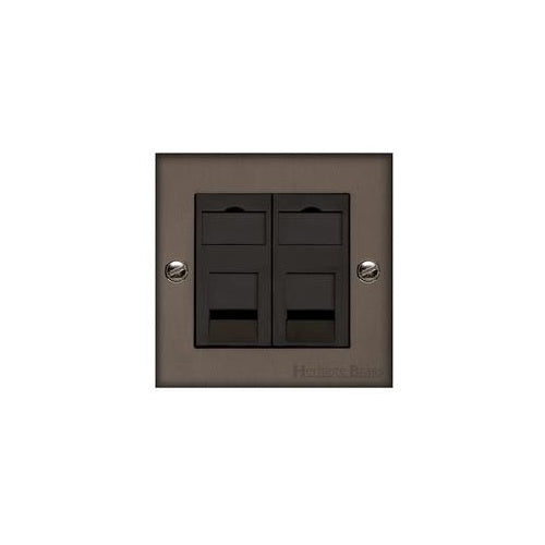 Bauhaus Range Matt Bronze Switches & Sockets, BH9 - 2 Gang CAT6 by Heritage Brass By M-Marcus
