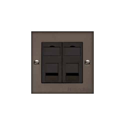 Bauhaus Range Matt Bronze Switches & Sockets, BH9 - 2 Gang RJ45 by Heritage Brass By M-Marcus