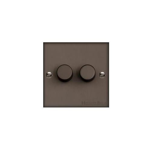 Bauhaus Range Matt Bronze Switches & Sockets, BH9 - 2 Gang TED Dimmer (Compatible with LED Lamps) by Heritage Brass By M-Marcus