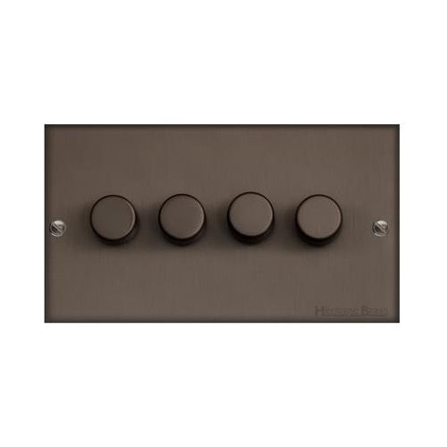 Bauhaus Range Matt Bronze Switches & Sockets, BH9 - 4 Gang TED Dimmer (Compatible with LED Lamps) by Heritage Brass By M-Marcus