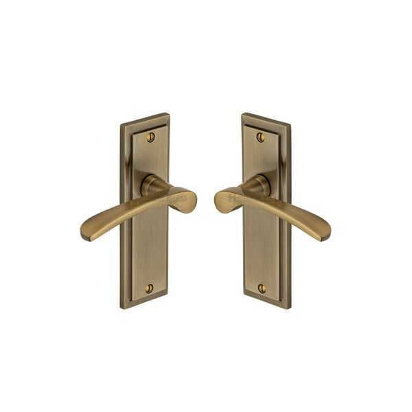 Boston Door Handle on Plate by M Marcus - Heritage Brass
