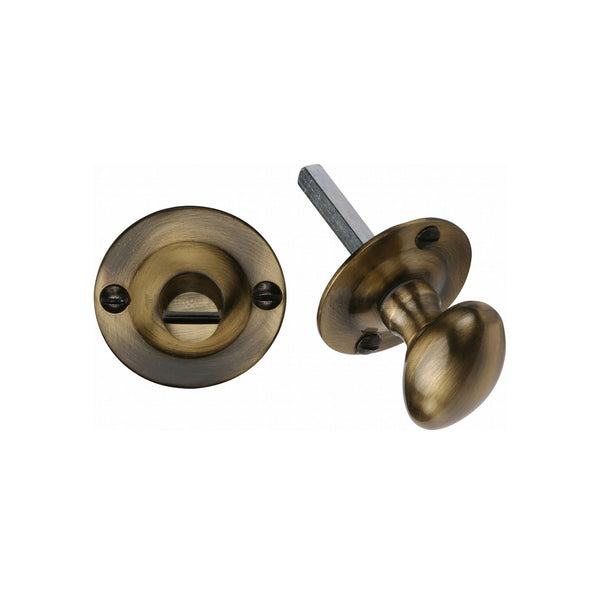 M Marcus - Heritage Brass, Bolt for Privacy in Bathroom or Bedroom Doors, Escutcheons & Privacy Thumbturns, Turn & Release