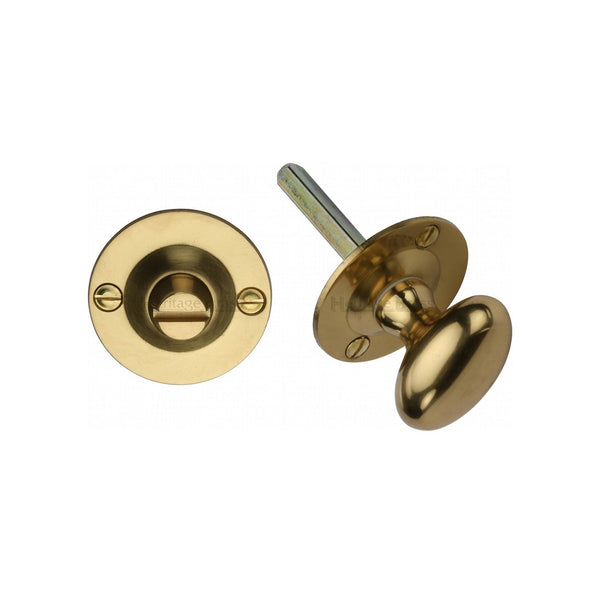 M Marcus - Heritage Brass, Bolt for Privacy in Bathroom or Bedroom Doors, Escutcheons & Privacy Thumbturns, Turn & Release