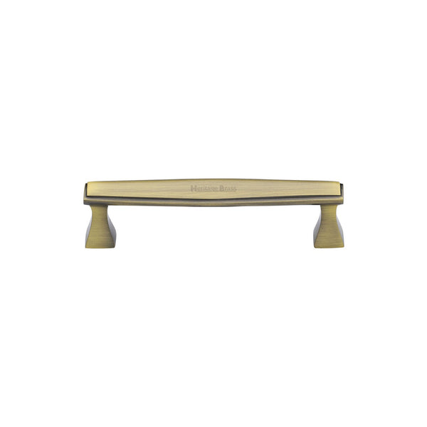 Deco Cabinet Pull Handle - Antique Brass - 128 mm