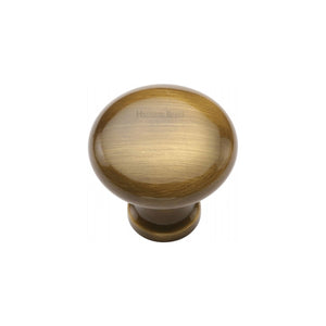 Victorian Round Cabinet Knob - Antique Brass - 32 mm