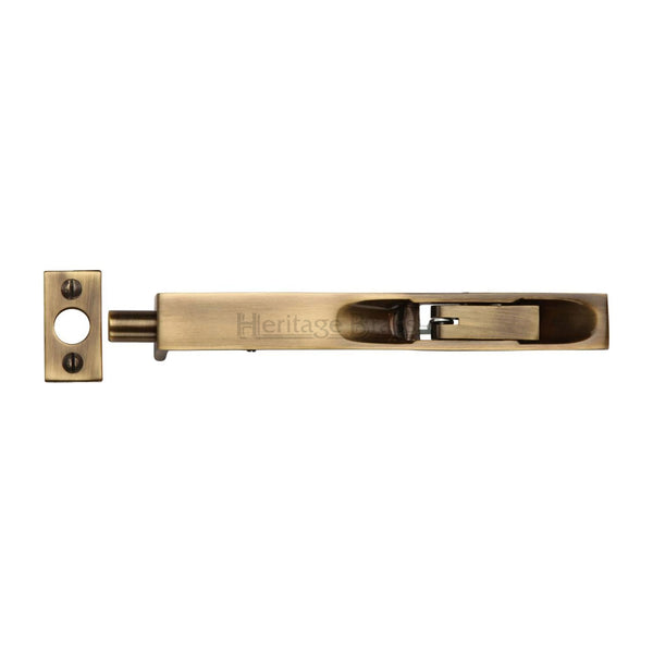 Flush Bolt - Antique Brass - 10" x .3/4"