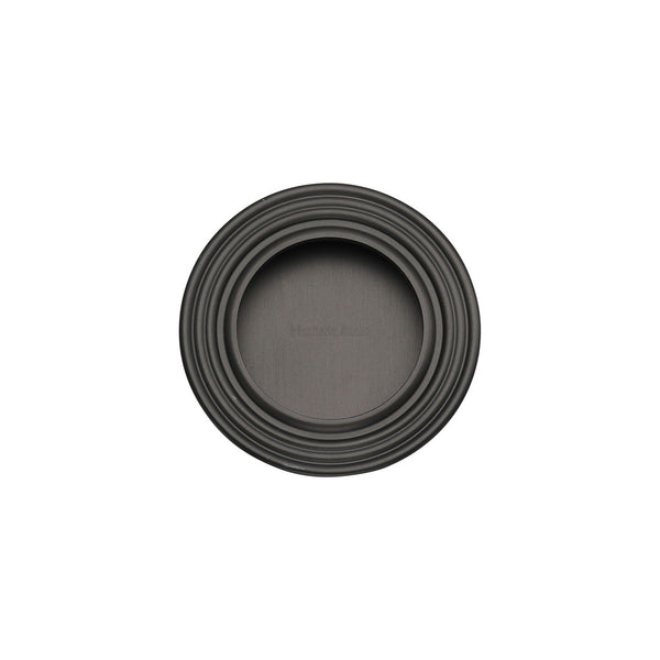 Round Reeded Flush Pull by M Marcus - Heritage Brass
