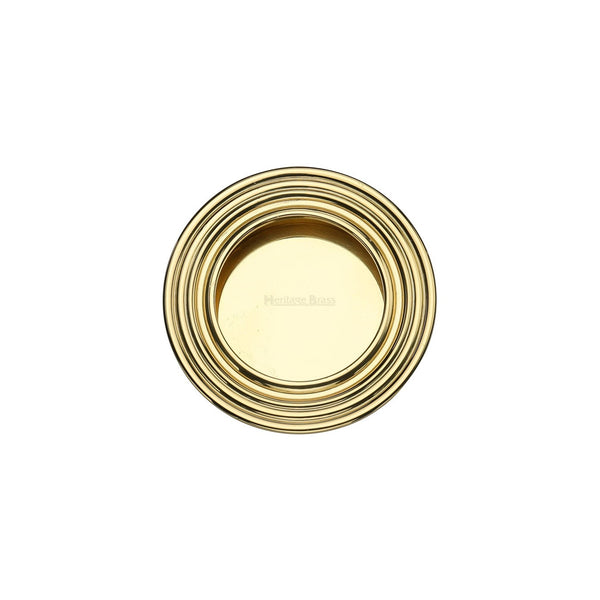 Round Reeded Flush Pull by M Marcus - Heritage Brass