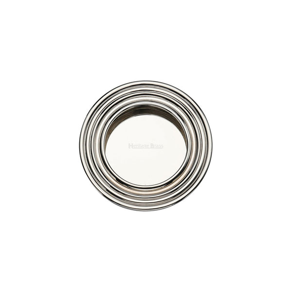 Round Reeded Flush Pull by M Marcus - Heritage Brass