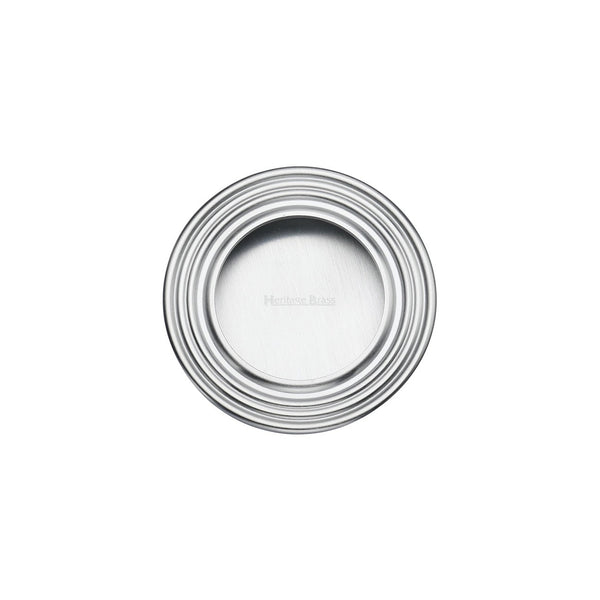 Round Reeded Flush Pull by M Marcus - Heritage Brass