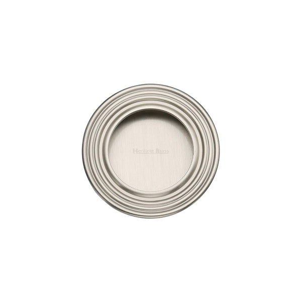 Round Reeded Flush Pull by M Marcus - Heritage Brass