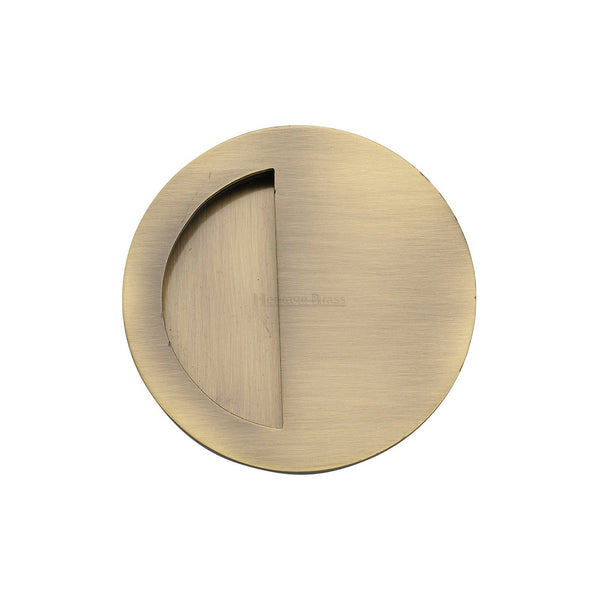 Round Half Moon Flush Pull by M Marcus - Heritage Brass