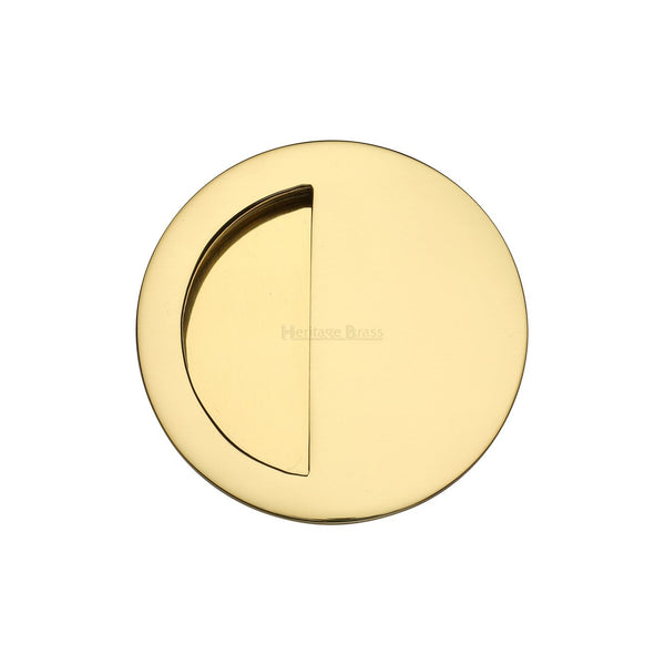 Round Half Moon Flush Pull by M Marcus - Heritage Brass