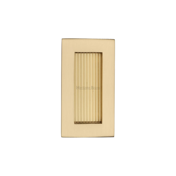 Reeded Rectangular Flush Pull by M Marcus - Heritage Brass