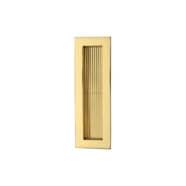 Reeded Rectangular Flush Pull by M Marcus - Heritage Brass