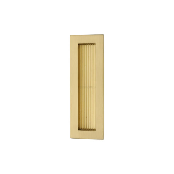 Reeded Rectangular Flush Pull by M Marcus - Heritage Brass