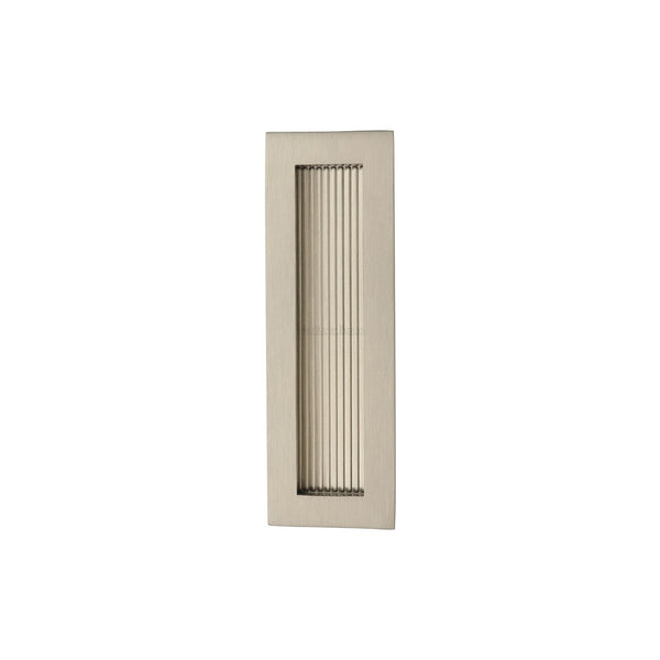 Reeded Rectangular Flush Pull by M Marcus - Heritage Brass