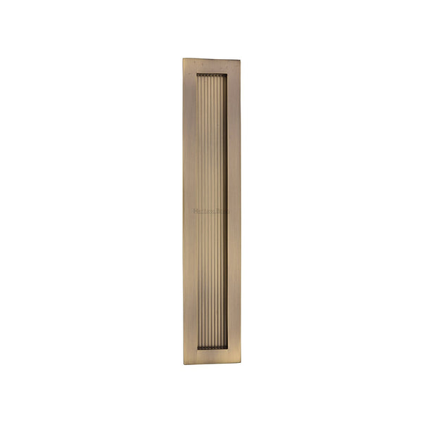 Reeded Rectangular Flush Pull by M Marcus - Heritage Brass