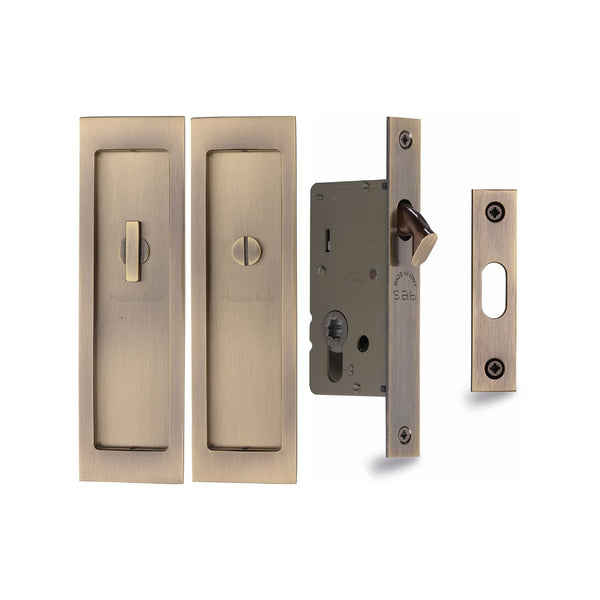 Flush Pull Privacy Set by M Marcus - Heritage Brass