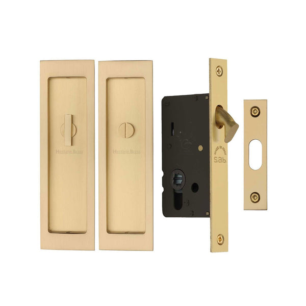 Flush Pull Privacy Set by M Marcus - Heritage Brass
