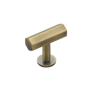 Hexagon T-Bar Cabinet Knob with Rose by M Marcus - Heritage Brass