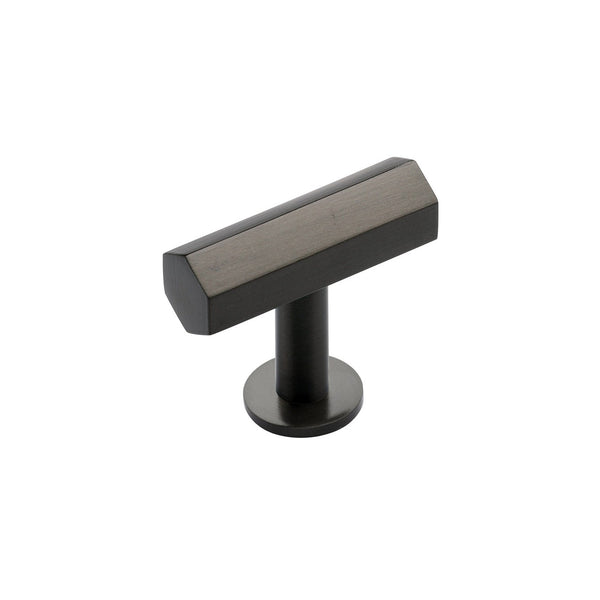 Hexagon T-Bar Cabinet Knob with Rose by M Marcus - Heritage Brass