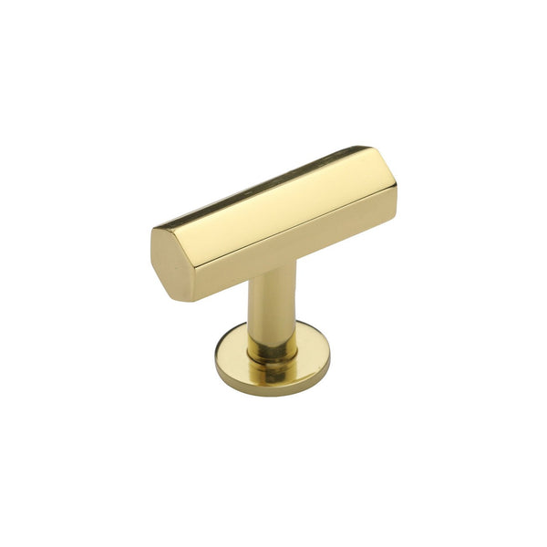 Hexagon T-Bar Cabinet Knob with Rose by M Marcus - Heritage Brass