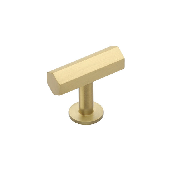 Hexagon T-Bar Cabinet Knob with Rose by M Marcus - Heritage Brass