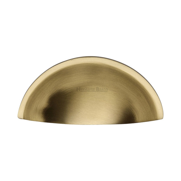 M Marcus - Heritage Brass, Half Moon Cabinet Drawer Pull, Cabinet Hardware, Drawer Cup Pulls