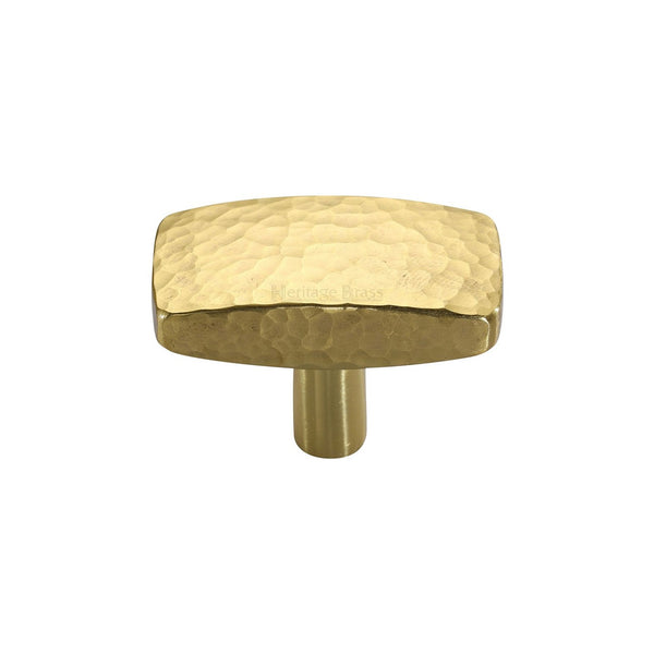 Rectangular Hammered Cabinet Knob by M Marcus - Heritage Brass