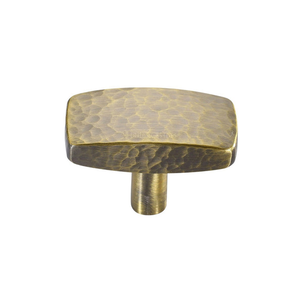 Rectangular Hammered Cabinet Knob by M Marcus - Heritage Brass