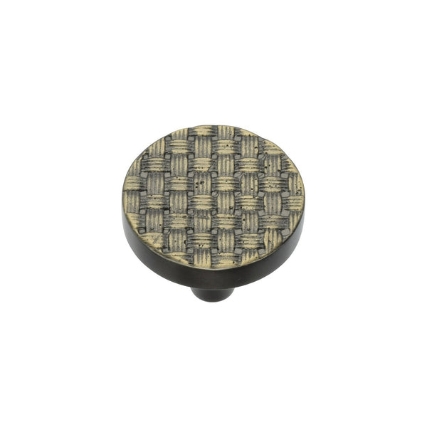 Round Weave Cabinet Knob by M Marcus - Heritage Brass