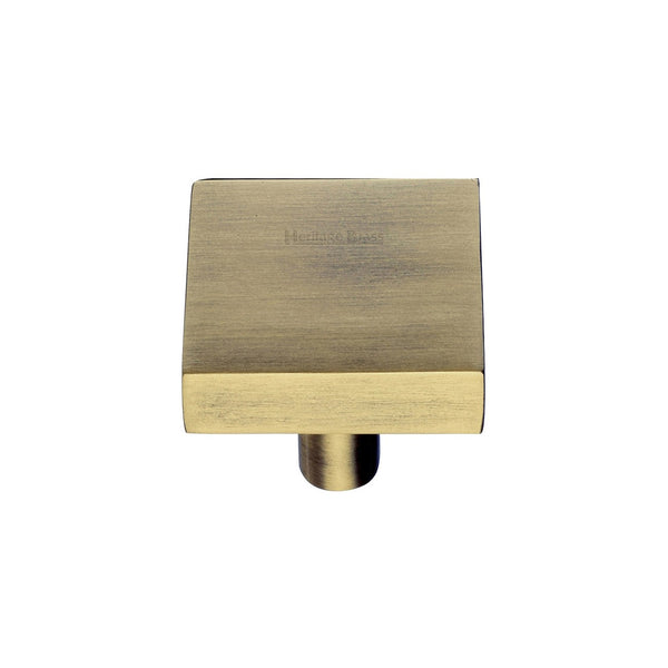 Square Design Cabinet Knob by M Marcus - Heritage Brass