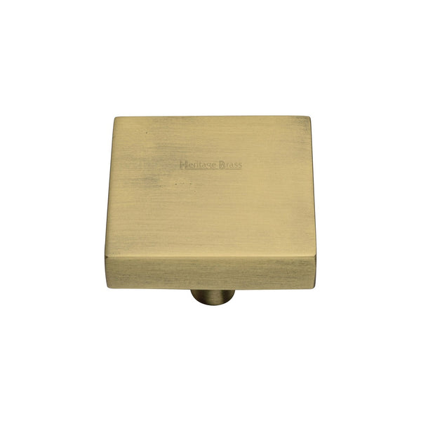 Square Design Cabinet Knob by M Marcus - Heritage Brass