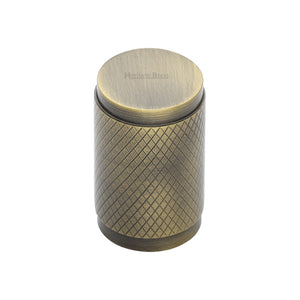 Cylindric Knurled Cabinet Knob by M Marcus - Heritage Brass
