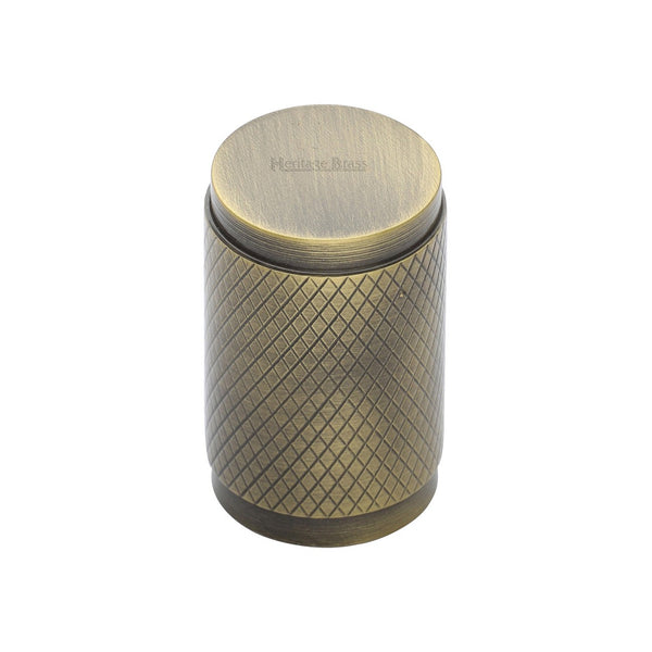 Cylindric Knurled Cabinet Knob by M Marcus - Heritage Brass