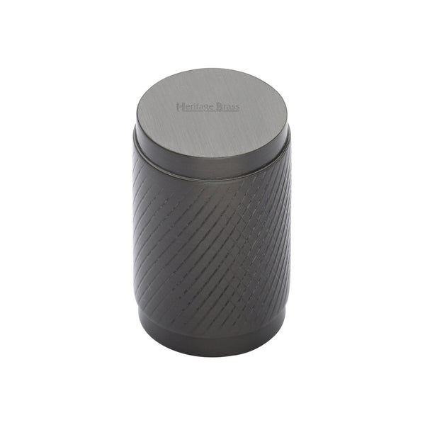 Cylindric Knurled Cabinet Knob by M Marcus - Heritage Brass