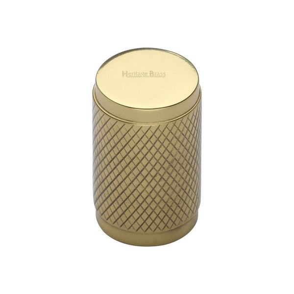 Cylindric Knurled Cabinet Knob by M Marcus - Heritage Brass