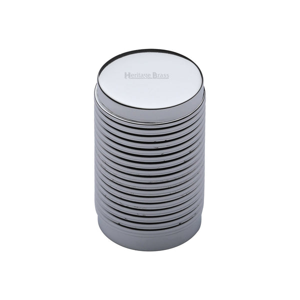 Cylindric Ribbed Cabinet Knob by M Marcus - Heritage Brass