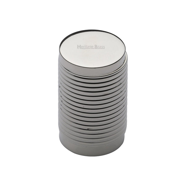 Cylindric Ribbed Cabinet Knob by M Marcus - Heritage Brass