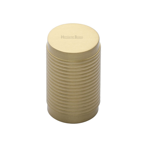 Cylindric Ribbed Cabinet Knob by M Marcus - Heritage Brass