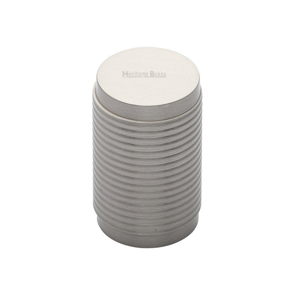 Cylindric Ribbed Cabinet Knob by M Marcus - Heritage Brass